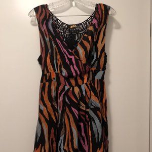 Multi color dress with lace crotched back